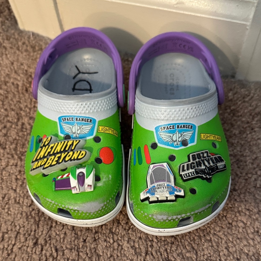 CROCS Kids Green and Purple Buzz Lightyear Clogs